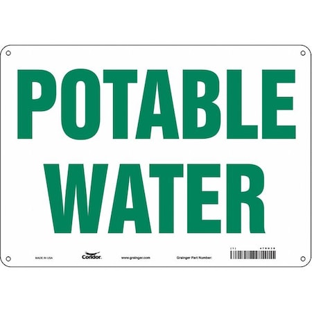 Potable Water, 14 in W x 10 in H, Horizontal Rectangle, Aluminum, 470H38 MPN:470H38