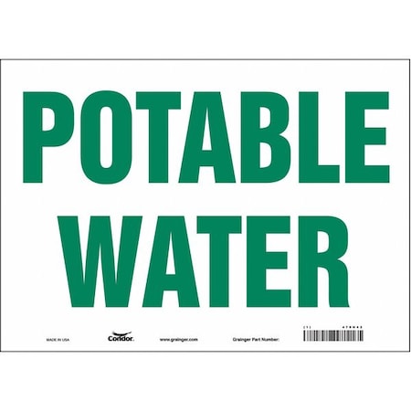 Potable Water, 14 in W x 10 in H, Horizontal Rectangle, Vinyl, 470H42 MPN:470H42