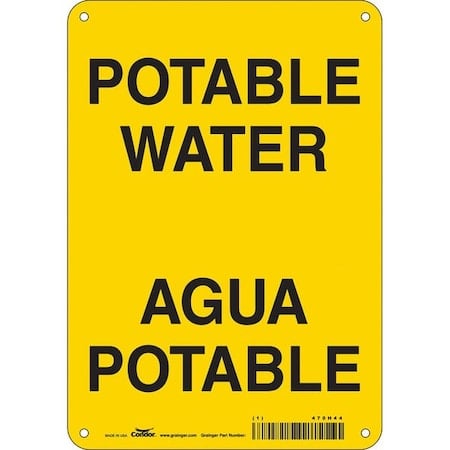 Potable Water/Agua Potable, 7 in W x 10 in H, Horizontal Rectangle, Polyethylene, 470H44 MPN:470H44