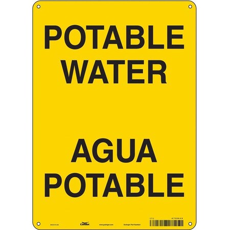 Potable Water/Agua Potable, 10 in W x 14 in H, Vertical Rectangle, Polyethylene, 470H45 MPN:470H45