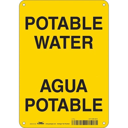 Potable Water/Agua Potable, 7 in W x 10 in H, Horizontal Rectangle, Aluminum, 470H49 MPN:470H49