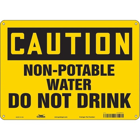 Caution, Non-Potable Water Do Not Drink, 14 in x 10 in, Horizontal Rectangle, Polyethylene, 470H67 MPN:470H67