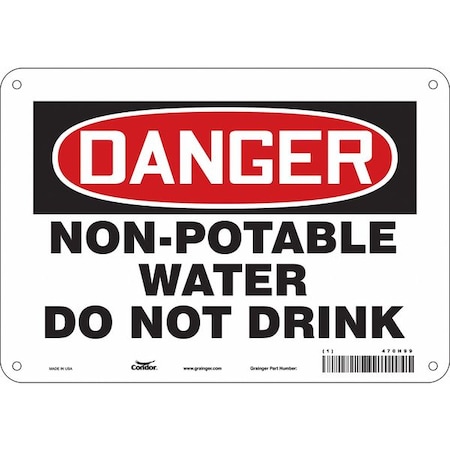 Danger, Non-Potable Water Do Not Drink, 10 in W x 7 in H, Vertical Rectangle, Polyethylene, 470H99 MPN:470H99