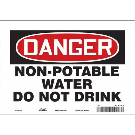 Danger, Non-Potable Water Do Not Drink, 10 in W x 7 in H, Vertical Rectangle, Vinyl, 470J03 MPN:470J03