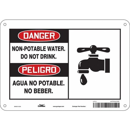 Danger/Peligro, Non-Potable Water. Do Not Drink./Agua No Potable. No Beber., 10 in x 7 in, 470J23 MPN:470J23