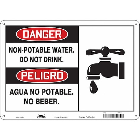 Danger/Peligro, Non-Potable Water. Do Not Drink./Agua No Potable. No Beber., 14 in x 10 in, 470J24 MPN:470J24