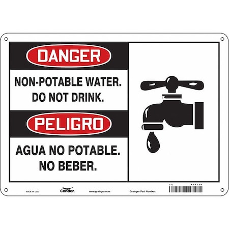 Danger/Peligro, Non-Potable Water. Do Not Drink./Agua No Potable. No Beber., 14 in x 10 in, 470J26 MPN:470J26