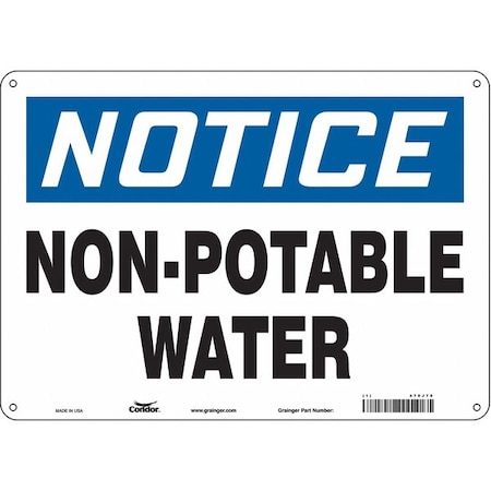 Notice, Non-Potable Water, 14 in W x 10 in H, Horizontal Rectangle, Aluminum, 470J78 MPN:470J78