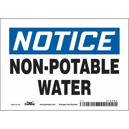 Notice, Non-Potable Water, 7 in W x 5 in H, Horizontal Rectangle, Vinyl, 470J82 MPN:470J82
