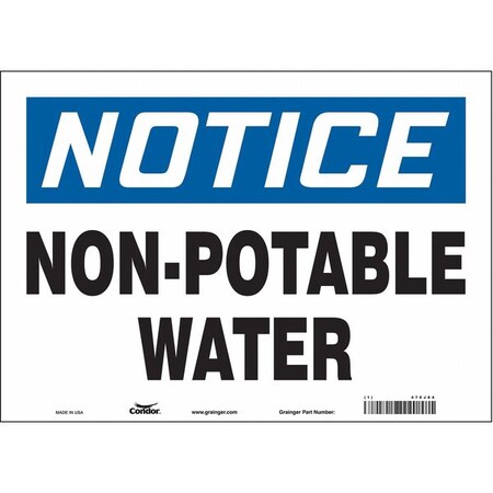 Notice, Non-Potable Water, 14 in W x 10 in H, Horizontal Rectangle, Vinyl, 470J84 MPN:470J84
