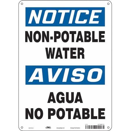 Notice/Aviso, Non-Potable Water/Agua No Potable, 10 in W x 14 in H, Rectangle, Aluminum, 470K13 MPN:470K13