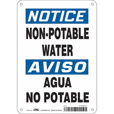 Notice/Aviso, Non-Potable Water/Agua No Potable, 7 in W x 10 in H, Horizontal Rectangle, 470K14 MPN:470K14