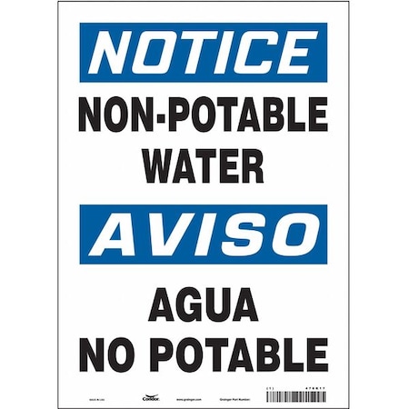 Notice/Aviso, Non-Potable Water/Agua No Potable, 10 in W x 14 in H, Rectangle, Vinyl, 470K17 MPN:470K17