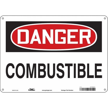 Safety Sign, 10 in Height, 14 in Width, Aluminum, Horizontal Rectangle, English, 470K61 MPN:470K61