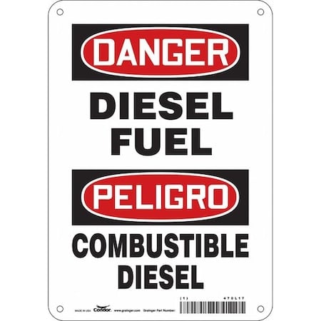 Safety Sign, 10 in H, 7 in W, Horizontal Rectangle, English, Spanish, 470L17 MPN:470L17