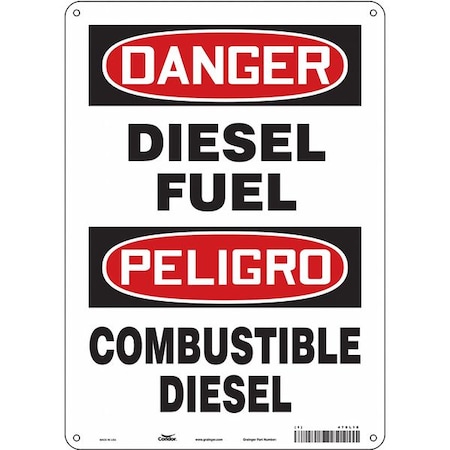 Safety Sign, 14 in H, 10 in W, Vertical Rectangle, English, Spanish, 470L18 MPN:470L18