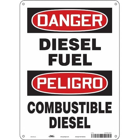 Safety Sign, 14 in H, 10 in W, Polyethylene, Vertical Rectangle, English, Spanish, 470L22 MPN:470L22