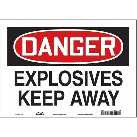 Safety Sign, 10 in Height, 14 in Width, Vinyl, Horizontal Rectangle, English, 470L68 MPN:470L68