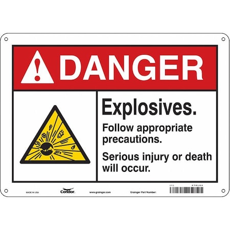 Safety Sign, 10 in Height, 14 in Width, Aluminum, Horizontal Rectangle, English, 470L84 MPN:470L84