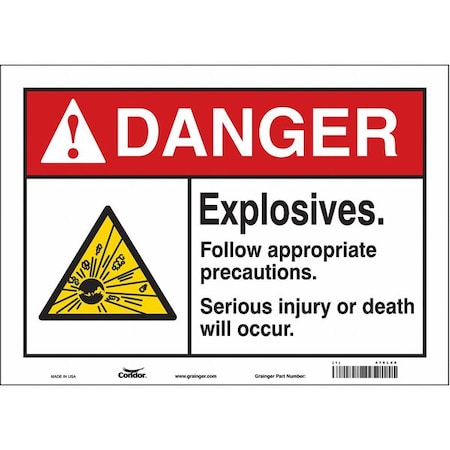 Safety Sign, 10 in Height, 14 in Width, Vinyl, Horizontal Rectangle, English, 470L89 MPN:470L89