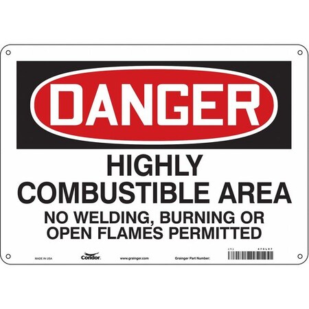 Safety Sign, 10 in Height, 14 in Width, Aluminum, Horizontal Rectangle, English, 470L97 MPN:470L97