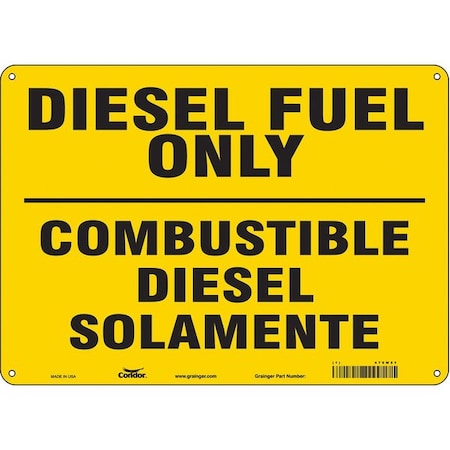 Safety Sign, 10 in H, 14 in W, Horizontal Rectangle, English, Spanish, 470M51 MPN:470M51