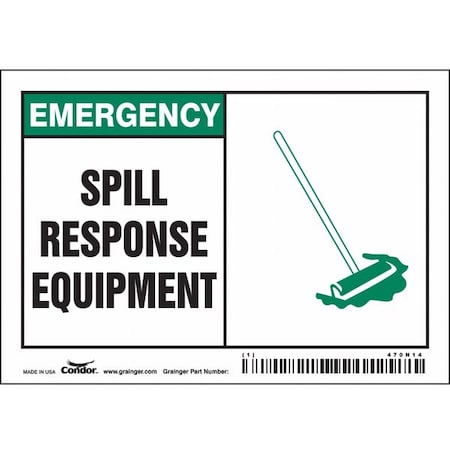 Spill Response Equipment., 5 in W x 3 1/2 in H, Horizontal Rectangle, Vinyl, 470N14 MPN:470N14