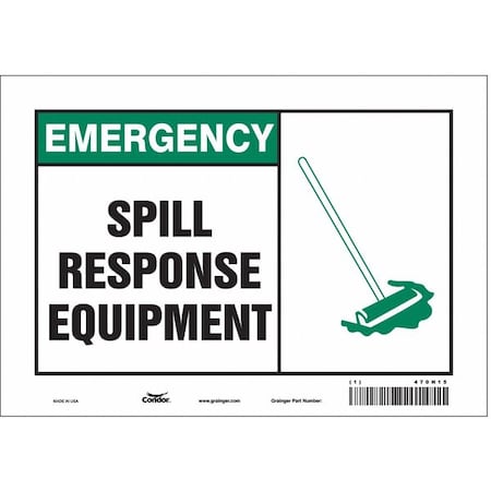 Spill Response Equipment., 10 in W x 7 in H, Vertical Rectangle, Vinyl, 470N15 MPN:470N15