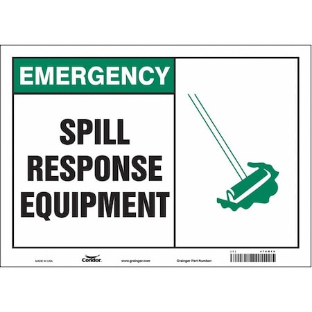 Spill Response Equipment., 14 in W x 10 in H, Horizontal Rectangle, Vinyl, 470N16 MPN:470N16