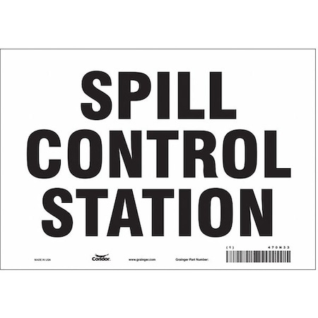 Spill Control Station, 10 in W x 7 in H, Vertical Rectangle, Vinyl, 470N33 MPN:470N33
