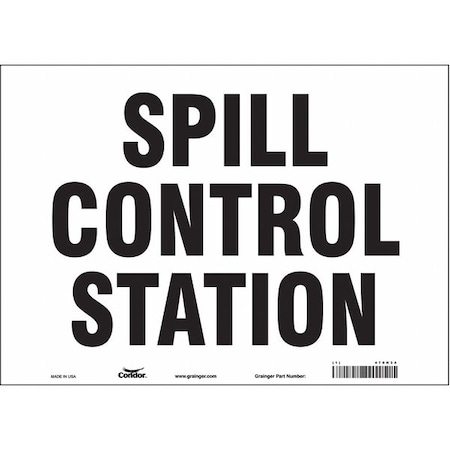 Spill Control Station, 14 in W x 10 in H, Horizontal Rectangle, Vinyl, 470N34 MPN:470N34