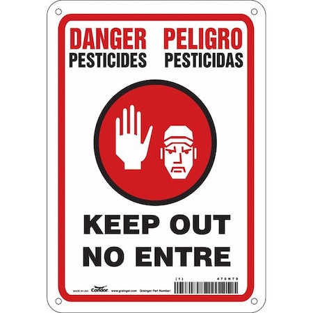 Safety Sign, 10 in H, 7 in W, Horizontal Rectangle, English, Spanish, 470N79 MPN:470N79