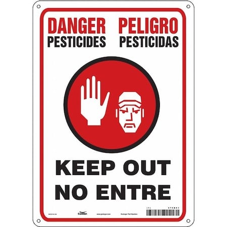 Safety Sign, 14 in Height, 10 in Width, Polyethylene, Vertical Rectangle, English, Spanish, 470N83 MPN:470N83