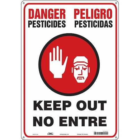 Safety Sign, 20 in H, 14 in W, Polyethylene, Vertical Rectangle, English, Spanish, 470N84 MPN:470N84