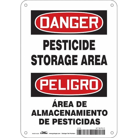 Safety Sign, 10 in Height, 7 in Width, Aluminum, Horizontal Rectangle, English, Spanish, 470P21 MPN:470P21