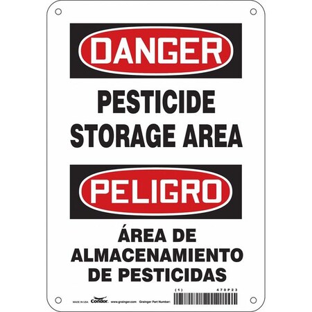 Safety Sign, 10 in H, 7 in W, Polyethylene, Horizontal Rectangle, English, Spanish, 470P23 MPN:470P23