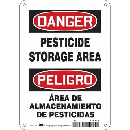 Safety Sign, 10 in Height, 7 in Width, Vinyl, Horizontal Rectangle, English, Spanish, 470P25 MPN:470P25
