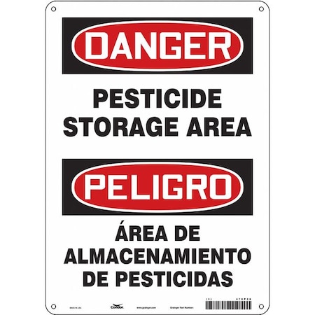Safety Sign, 14 in Height, 10 in Width, Vinyl, Vertical Rectangle, English, Spanish, 470P26 MPN:470P26