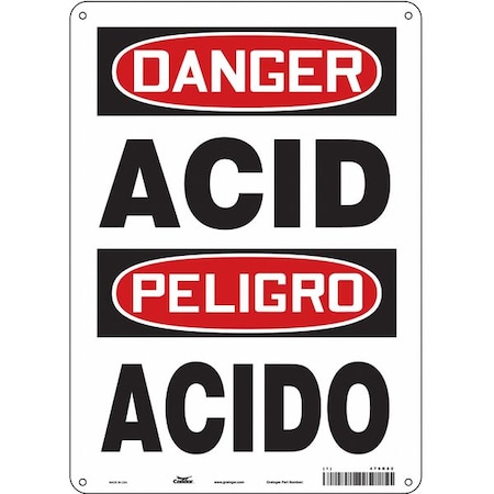 Safety Sign, 14 in H, 10 in W, Polyethylene, Vertical Rectangle, English, Spanish, 470R82 MPN:470R82