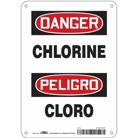 Safety Sign, 10 in H, 7 in W, Polyethylene, Horizontal Rectangle, English, Spanish, 470T47 MPN:470T47