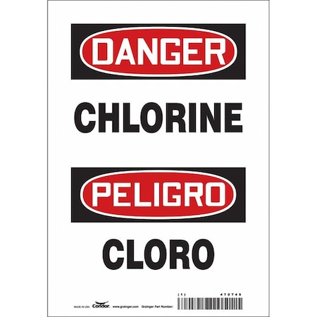 Safety Sign, 10 in H, 7 in W, Vinyl, Horizontal Rectangle, English, Spanish, 470T49 MPN:470T49