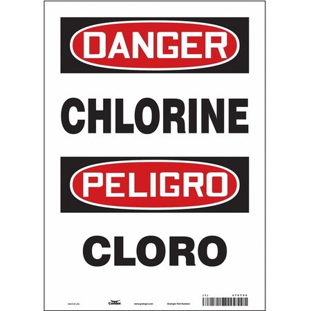 Safety Sign, 14 in H, 10 in W, Vinyl, Vertical Rectangle, English, Spanish, 470T50 MPN:470T50