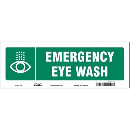 Emergency Eye Wash, 14 in W x 5 in H, Vertical Rectangle, Vinyl, 470X78 MPN:470X78