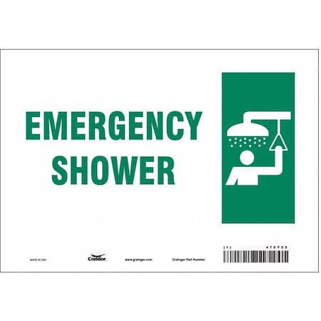 Emergency Shower, 10 in W x 7 in H, Vertical Rectangle, Vinyl, 470Y05 MPN:470Y05