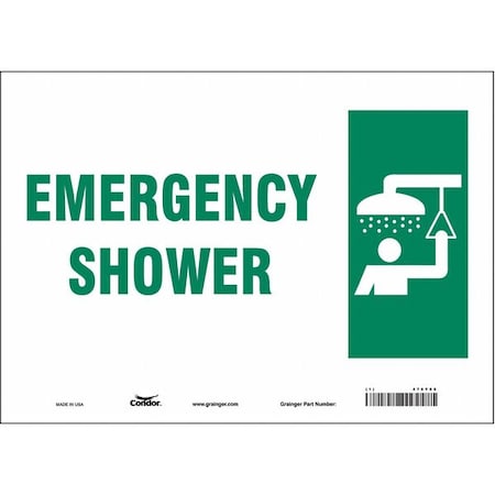 Emergency Shower, 14 in W x 10 in H, Horizontal Rectangle, Vinyl, 470Y06 MPN:470Y06