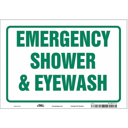 Emergency Shower & Eyewash, 10 in W x 7 in H, Vertical Rectangle, Vinyl, 470Y11 MPN:470Y11