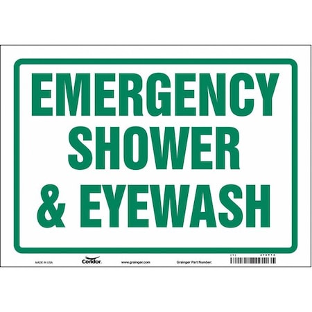 Emergency Shower & Eyewash, 14 in W x 10 in H, Horizontal Rectangle, Vinyl, 470Y12 MPN:470Y12