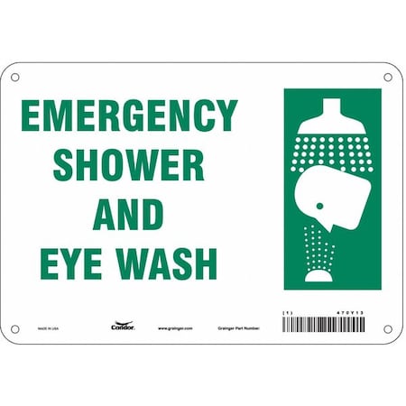Emergency Shower And Eye Wash, 10 in W x 7 in H, Vertical Rectangle, Aluminum, 470Y13 MPN:470Y13