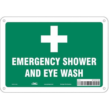 Emergency Shower And Eye Wash, 10 in W x 7 in H, Vertical Rectangle, Aluminum, 470Y19 MPN:470Y19