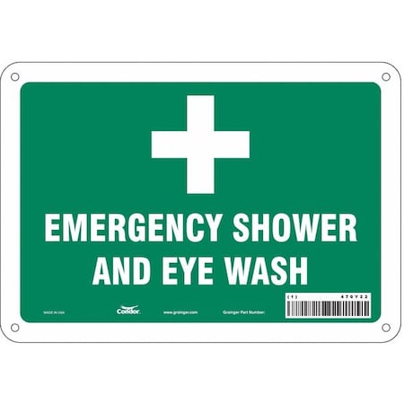 Emergency Shower And Eye Wash, 10 in W x 7 in H, Vertical Rectangle, Polyethylene, 470Y22 MPN:470Y22